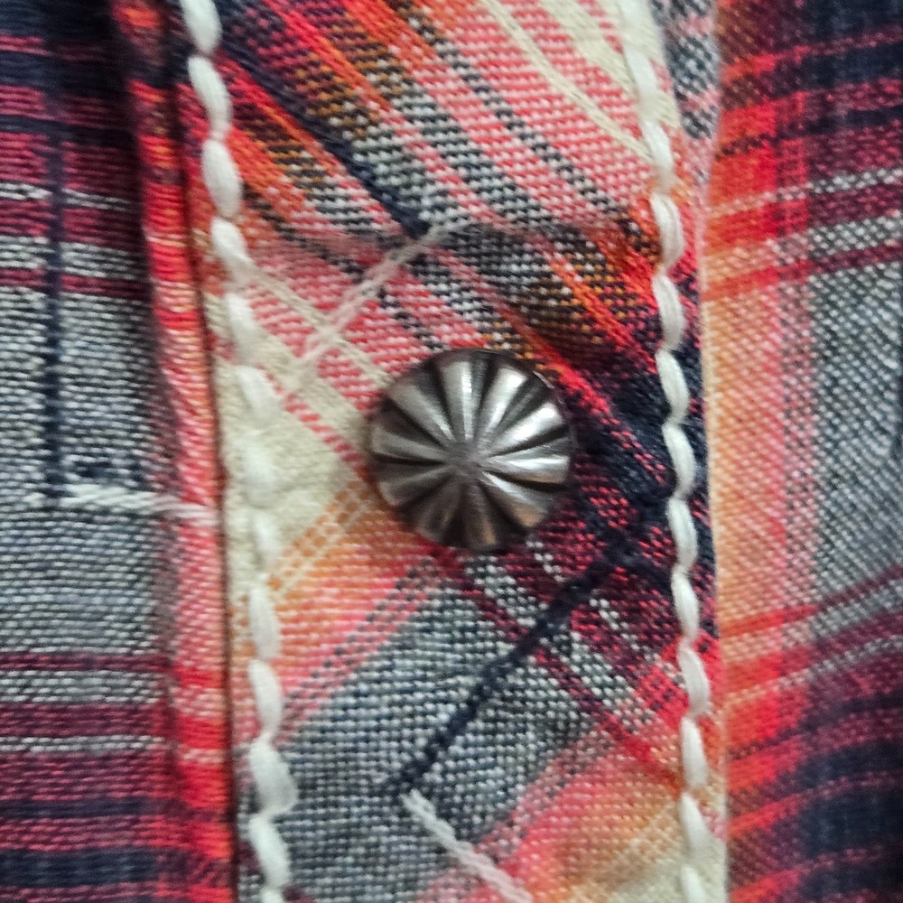 Ariat Real Womans Size M Plaid L/S Western Shirt Embossed metal snaps Cowgirl - Picture 7 of 12